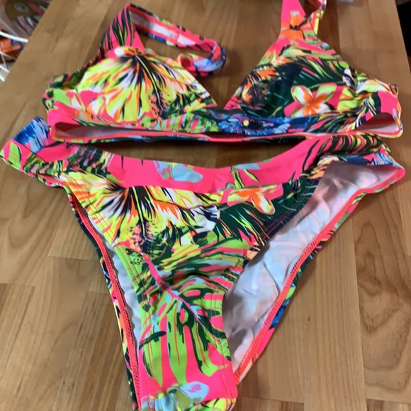 Pink Tropical Floral Boho Cheeky Lined Bikini - Picture 9 of 16